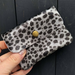 Leather Purse - Metallic Grey Cheetah